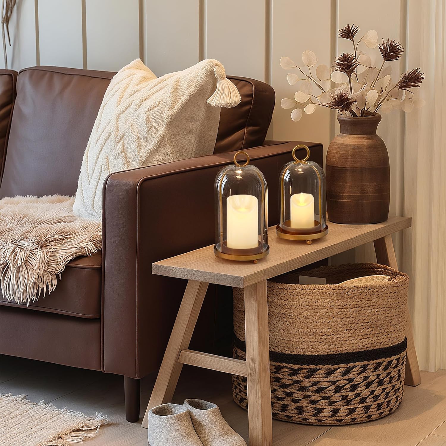 10 Cozy Living Room Decor Finds from Amazon Under $100 decorative candle holders by decoor with mee