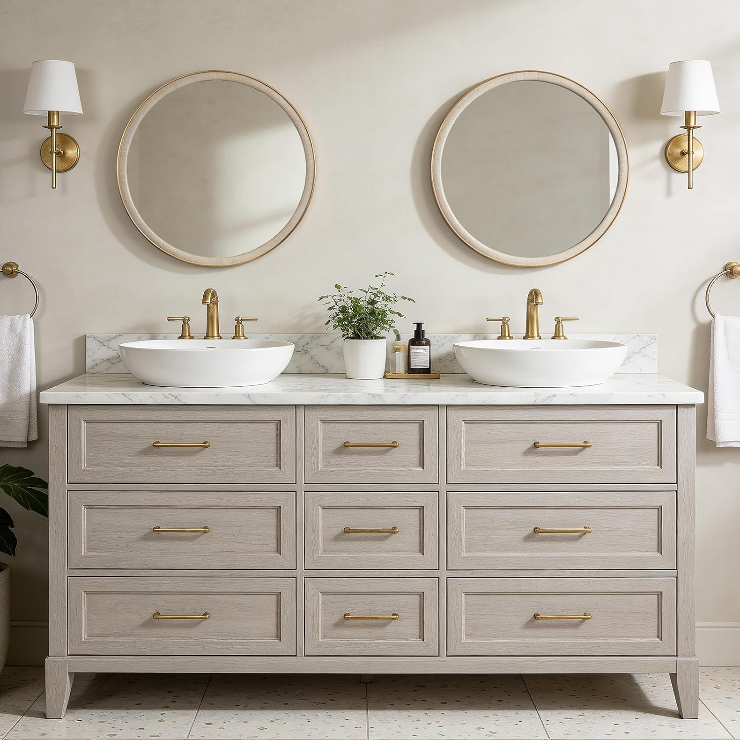 10 Cozy Living Room Decor Finds from Amazon Under $100 gold round wall mirror by decoor with mee