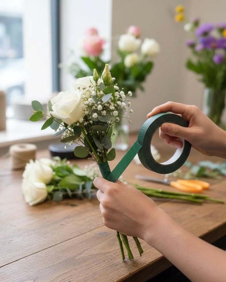 DIY Pipe Cleaner Flowers for Home Decor, Gifts & Weddings green floral tape waterproof stem wrap for diy bouquets