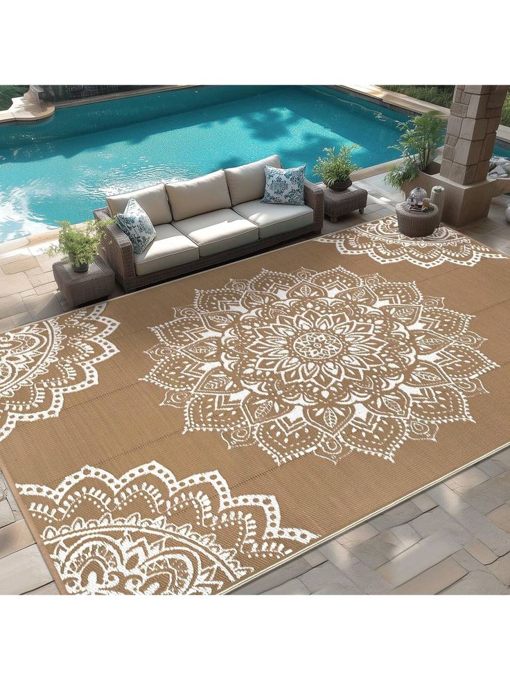 17 Outdoor Jacuzzi Ideas to Create a Luxury Backyard Retreat outdoor rug , waterproof reversible plastic straw rug, large outdoor rugs mats rv, picnic, backyard, balcony, porch, beach