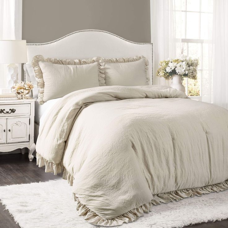 15 Affordable Shabby Chic Bedroom Ideas That Look Romantic ruffled cream pillow cover set by decoor with mee
