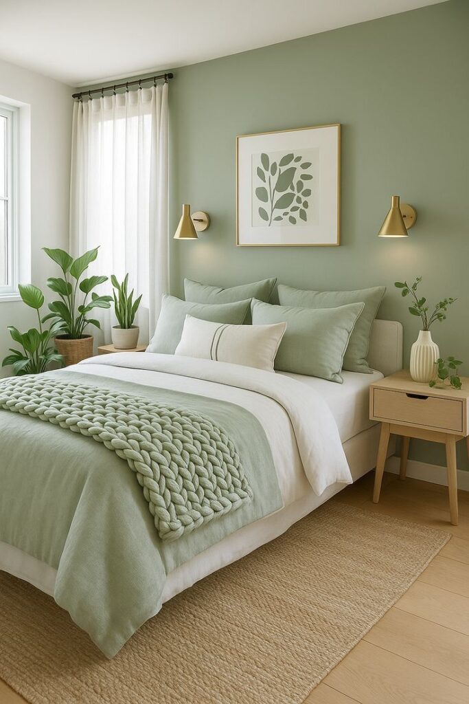 15 House Color Ideas That Look Expensive soft sage green bedroom cozy minimal aesthetic room decor