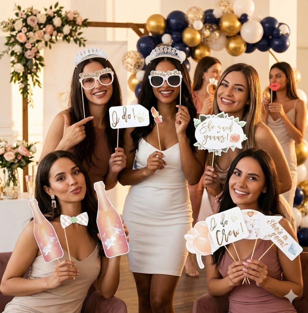 Fresh Off the Market Bridal Shower Theme: 17 Chic Decor Ideas Brides Will Love bridal shower photo booth prop set. by decoor with mee