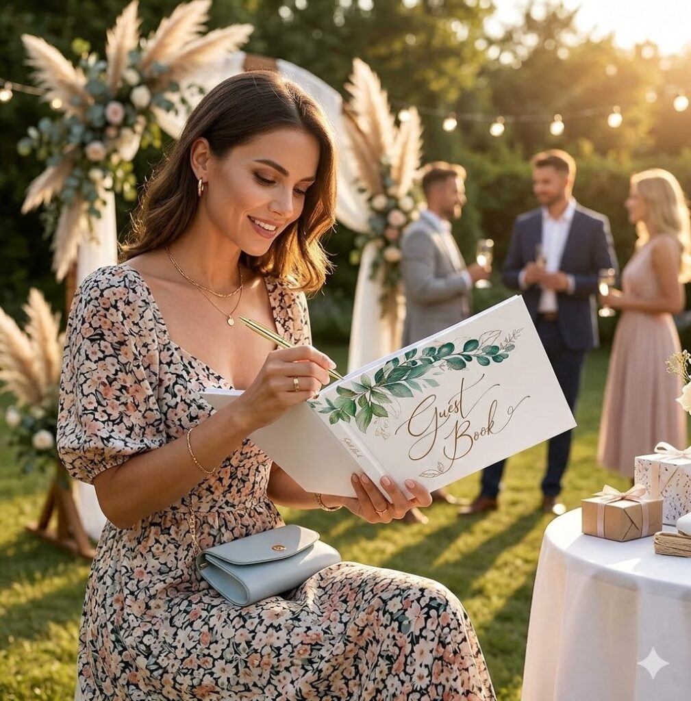 Fresh Off the Market Bridal Shower Theme: 17 Chic Decor Ideas Brides Will Love elegant wedding guest books. by decoor with mee