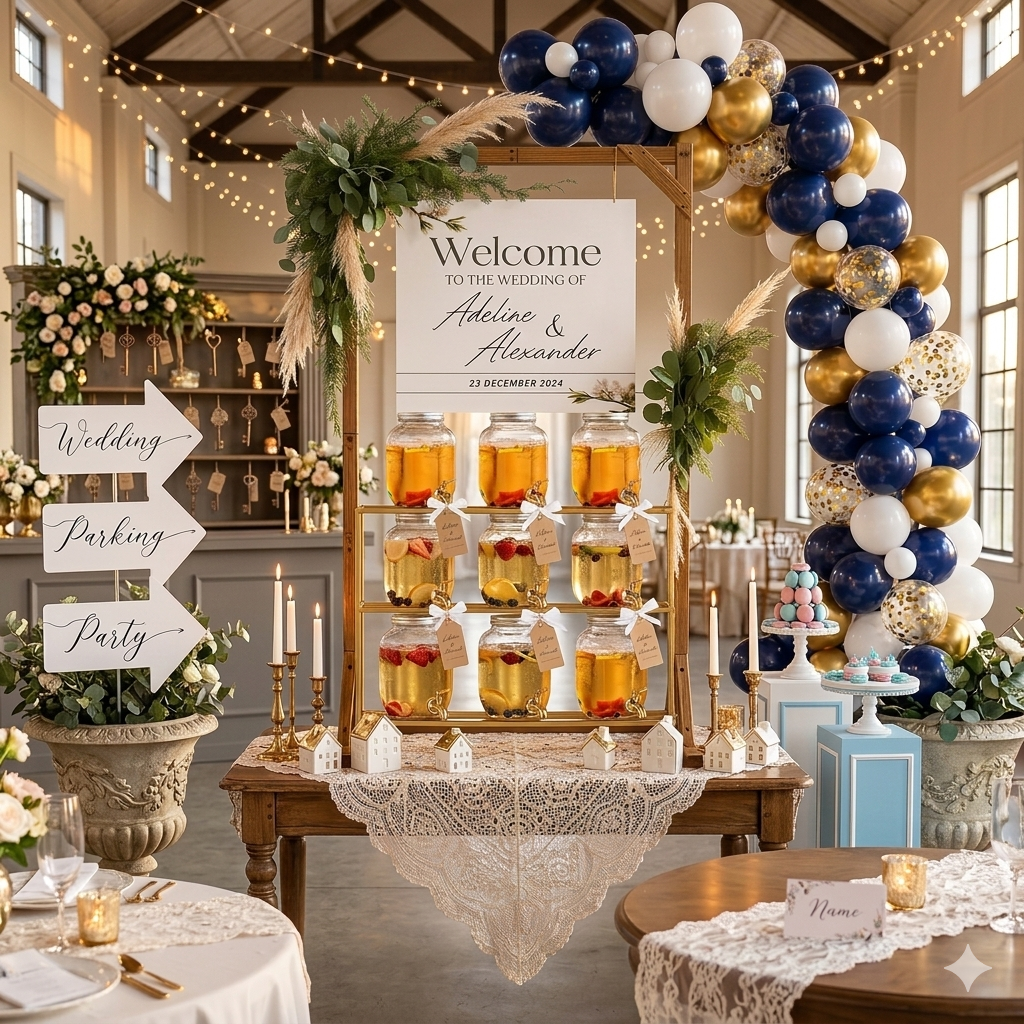 Fresh Off the Market Bridal Shower Theme: 17 Chic Decor Ideas Brides Will Love gold drink dispenser or champagne wall. by decoor with mee