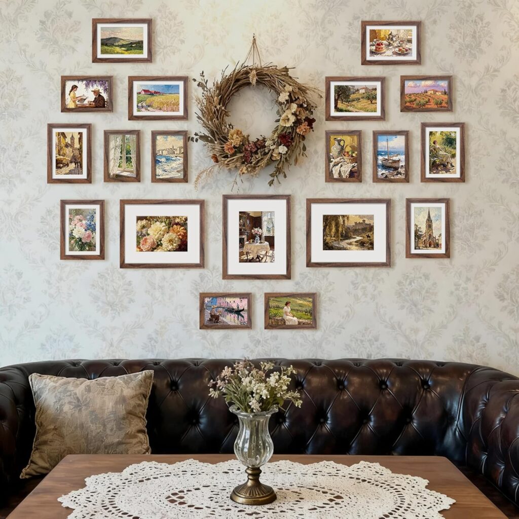 25 Dark Aesthetic Wallpaper Ideas That Make Your Home Look Instantly Expensive mixed size frame set by decoor with mee