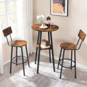 HOOBRO Round Bar Table Set with Stools
