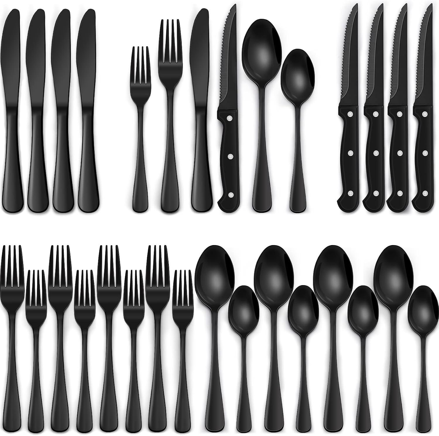 24 piece black silverware set with steak knives 24 piece black silverware set with steak knives
