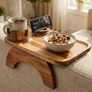 couch armrest table (acacia wood)