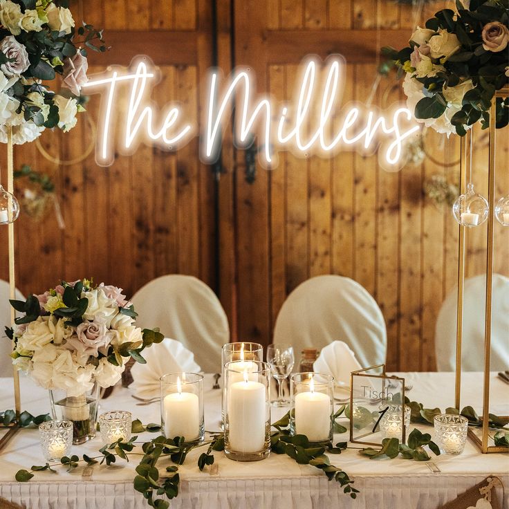 Wedding Florals & Decor That Make Your Wedding Look Expensive led wedding sign customizer for personalized wedding and family name signs choose from neon sign sizes, font styles, colors, and background options